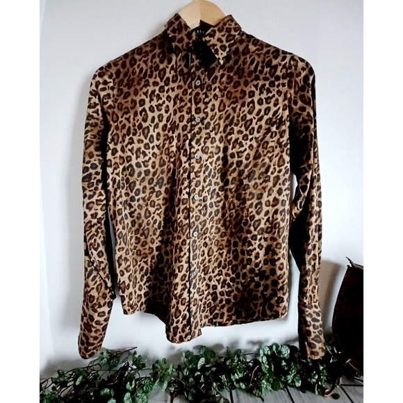 Lauren Ralph Lauren Women's Long-Sleeve Button Down Cotton Leopard Print Top - Picture 1 of 16